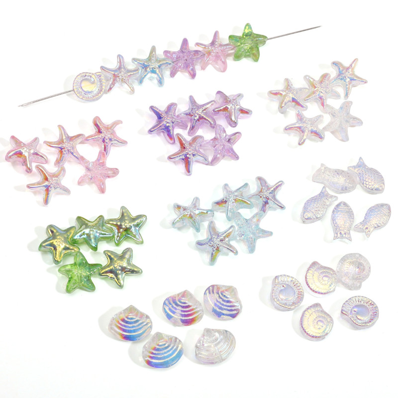 5 Glass Electroplated Ab Shell Beads Handmade Diy Bracelet Necklace Jewelry Accessories
