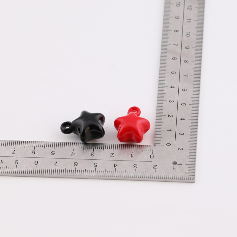 19*23mm Color Solid Five-pointed Star with Hanging Holes Loose Beads Diy Handmade