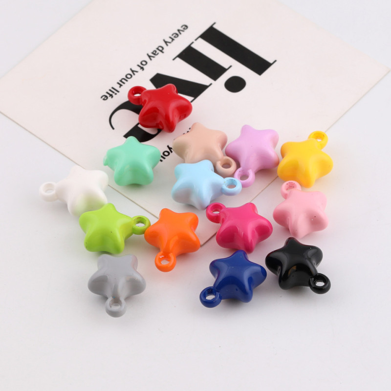 19*23mm Color Solid Five-pointed Star with Hanging Holes Loose Beads Diy Handmade