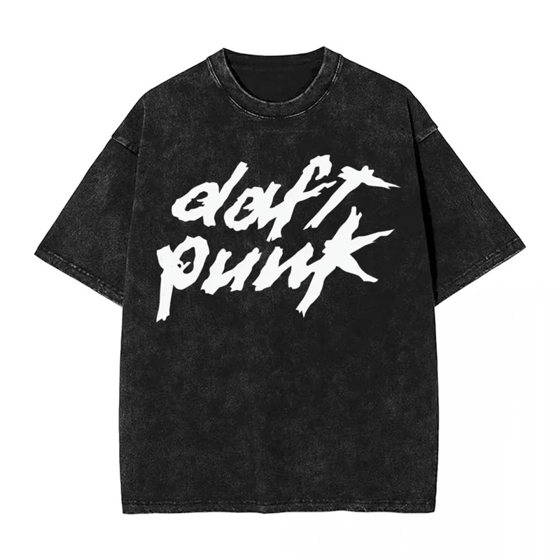 Specially Designed for Daft Punk Vintage Washed 2d T Shirt Hip Hop Harajuku