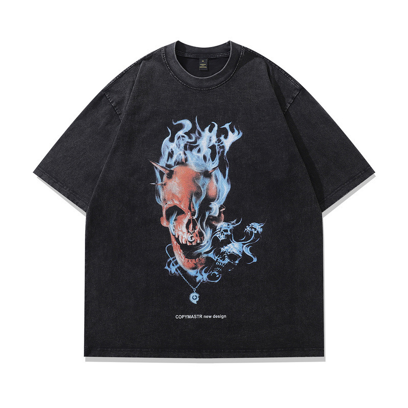 High Street Short-sleeve Large American Style 230g Unisex Printed Vintage T-shirt Gangsta