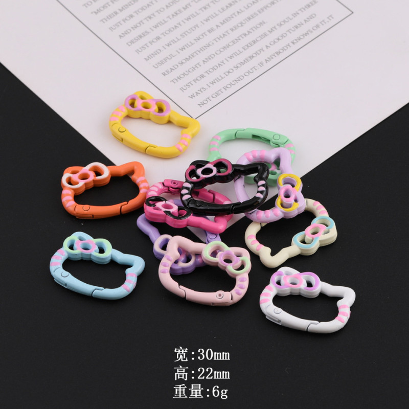 Colorful Paint Double-sided Polka Dot Star Kt Cat Head Spring Buckle Diy Handmade Bag