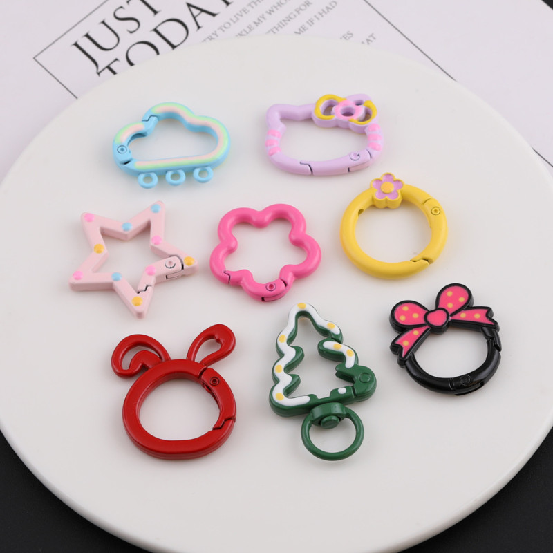 Colorful Paint Double-sided Polka Dot Star Kt Cat Head Spring Buckle Diy Handmade Bag