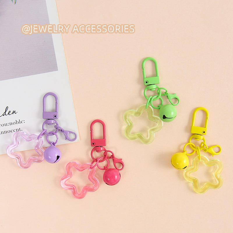 Colorful Transparent Five-pointed Star 14mm Bell Lobster Clasp Door Buckle Keychain