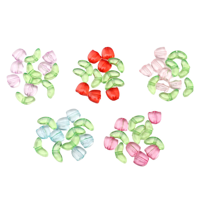 Acrylic Tulip Petals Leaves Hand String Beads Handmade Diy Bracelet Earrings Jewelry