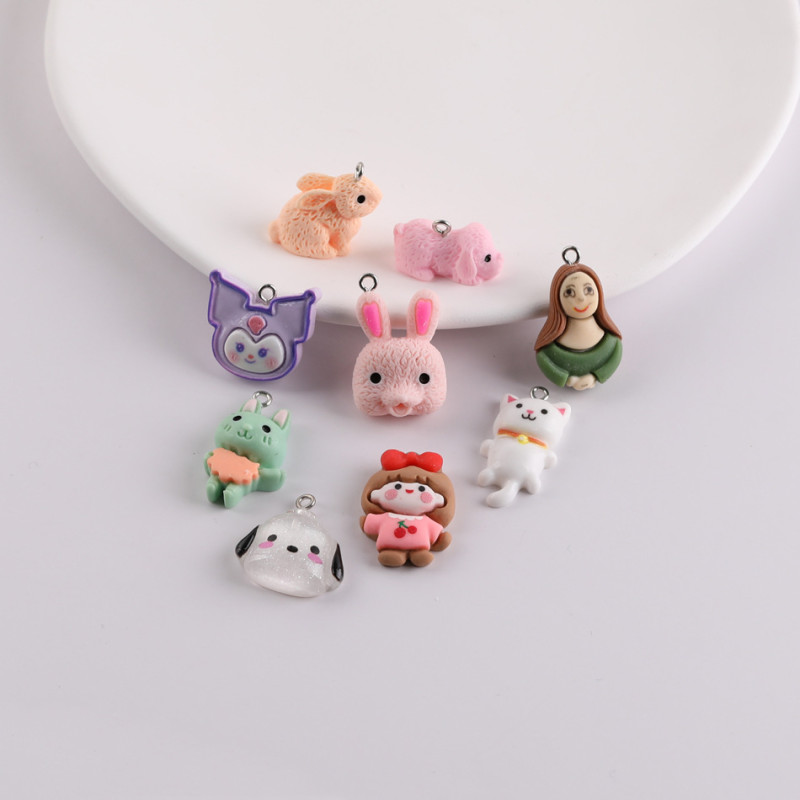 Mixed Cartoon Animal Three-dimensional Rabbit and Turtle Resin Pendant Diy Handmade Bag