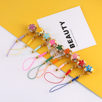 Ancient Style Colorful Cloisonné Bell Pendant Woven Lanyard Mobile Phone Rope Diy