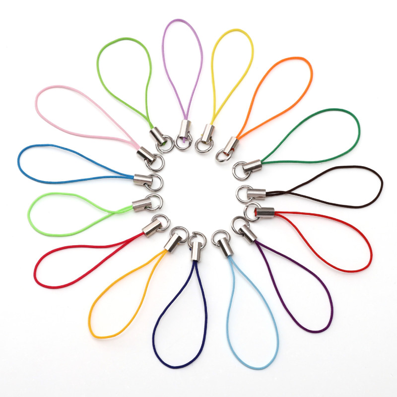 Polyester Lobster Clasp Single Circle Mobile Phone Rope Key Chain Spring Buckle Handmade