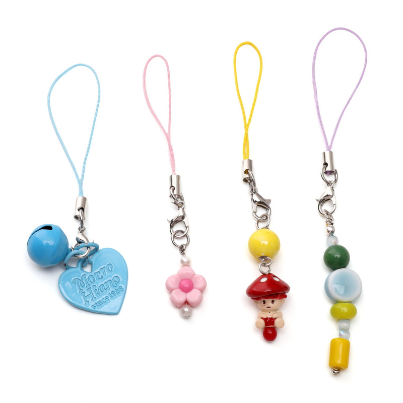 Polyester Lobster Clasp Single Circle Mobile Phone Rope Key Chain Spring Buckle Handmade