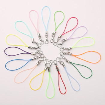 Polyester Mobile Phone Rope with Lobster Clasp Easy-to-detach Pendant Handmade Diy