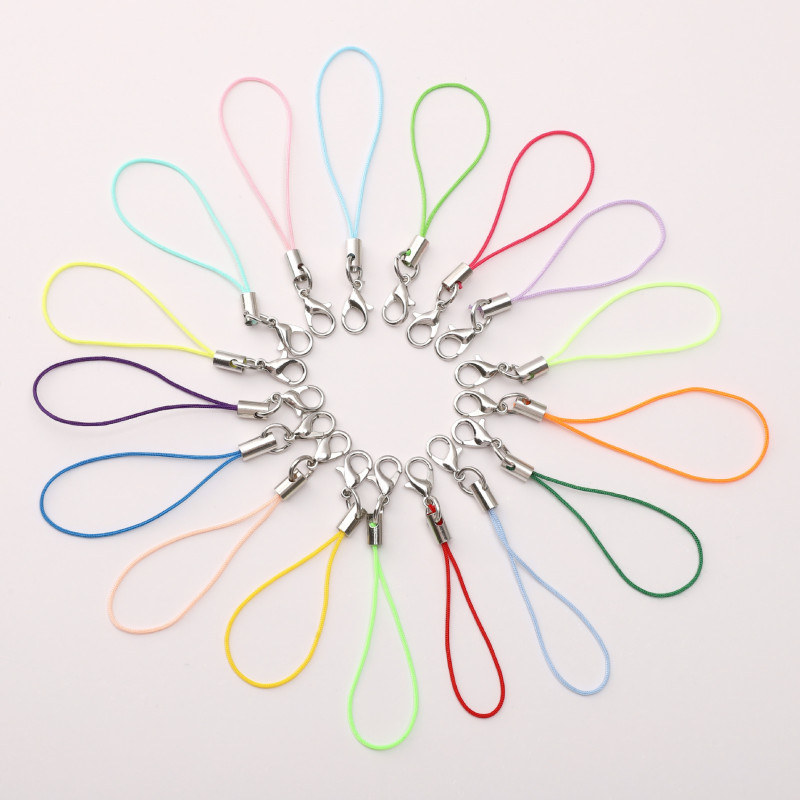 Polyester Mobile Phone Rope with Lobster Clasp Easy-to-detach Pendant Handmade Diy