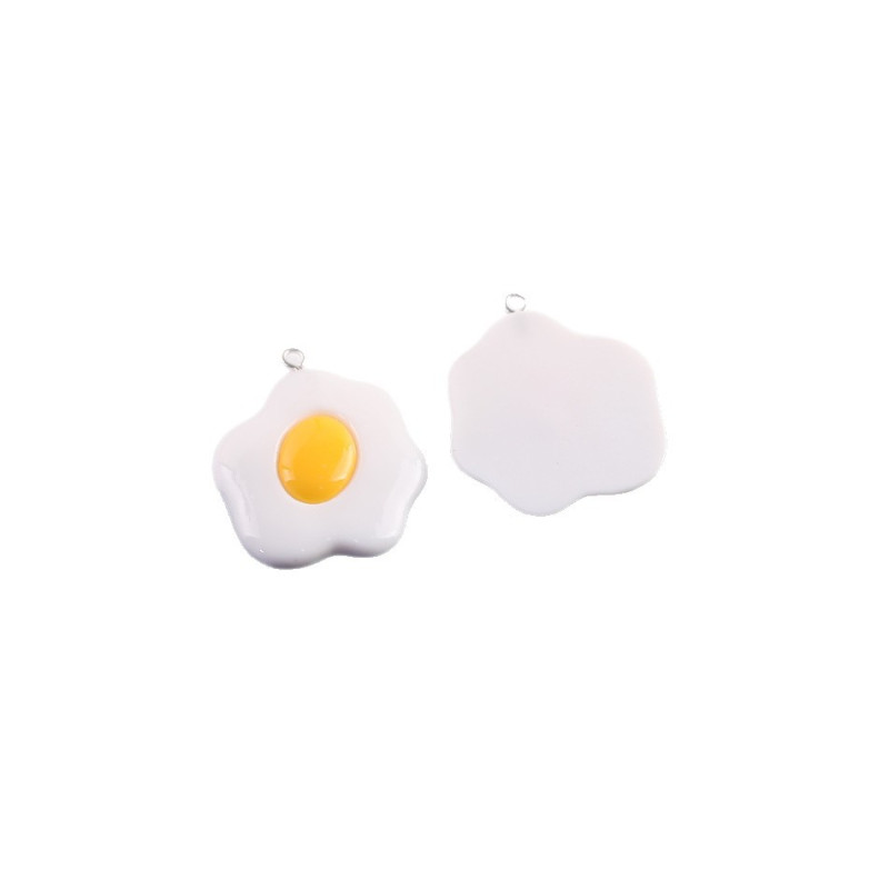 Cartoon Cute Fun Food Toy Fried Egg Resin Pendant Diy Handmade Bag Keychain Jewelry