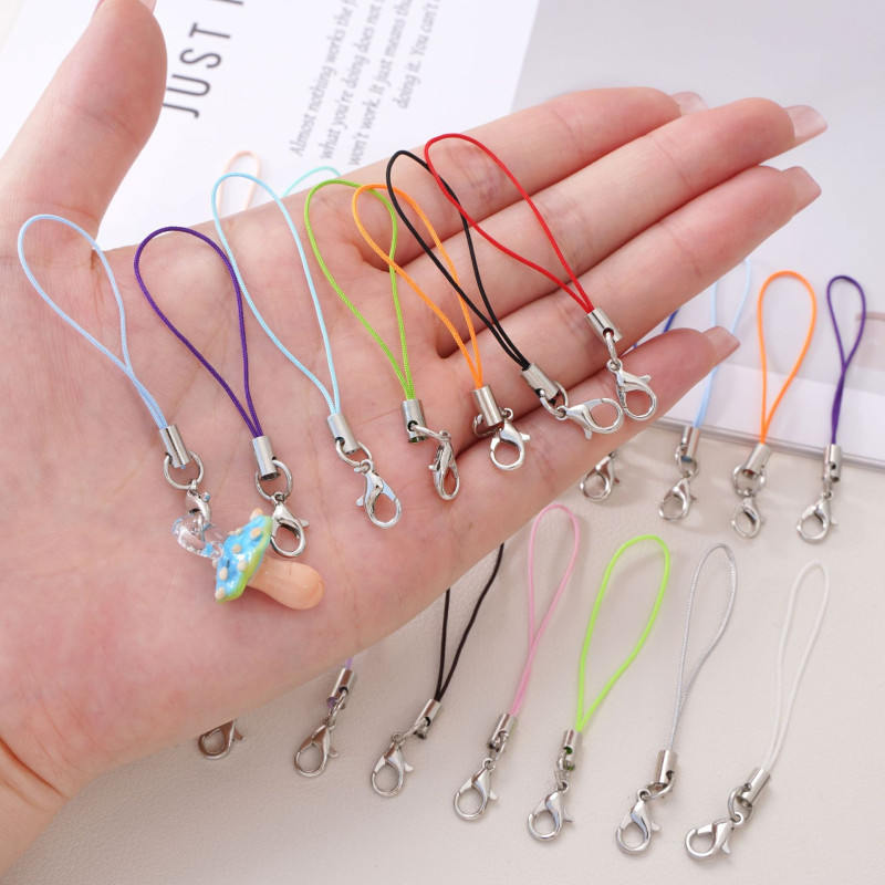 Colorful Polyester Single Circle Mobile Phone Rope Building Block Key Chain Spring Buckle