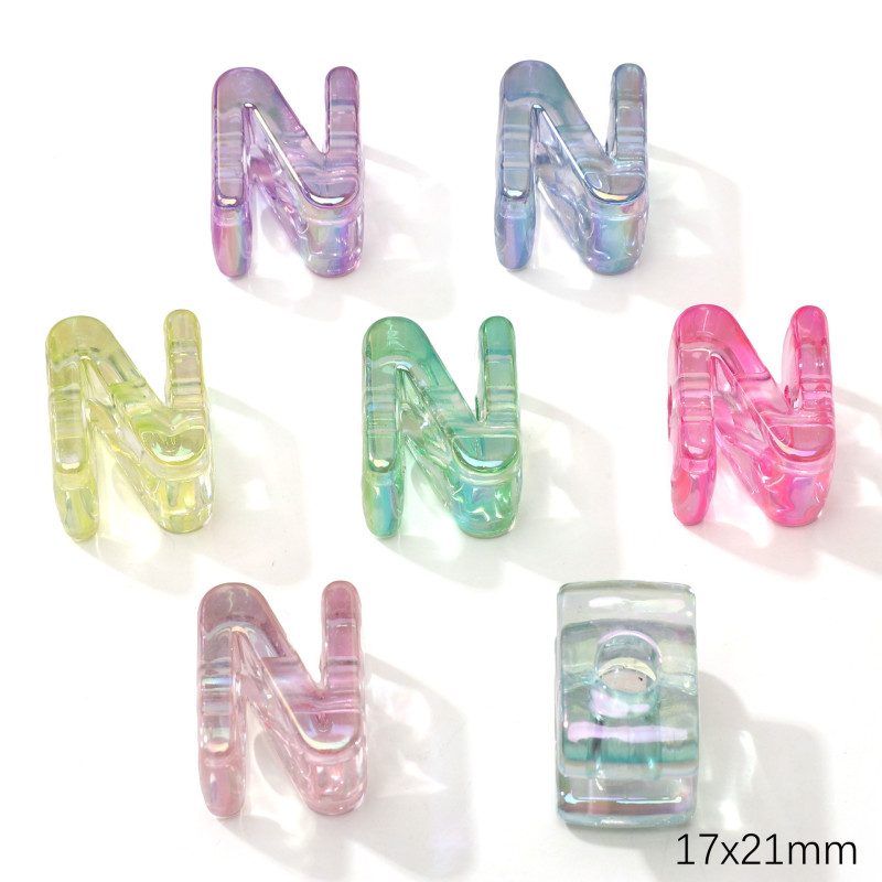 Acrylic Ice Plated Colorful Sunshine Large Hole Letter Beads Handmade Diy Mobile Phone