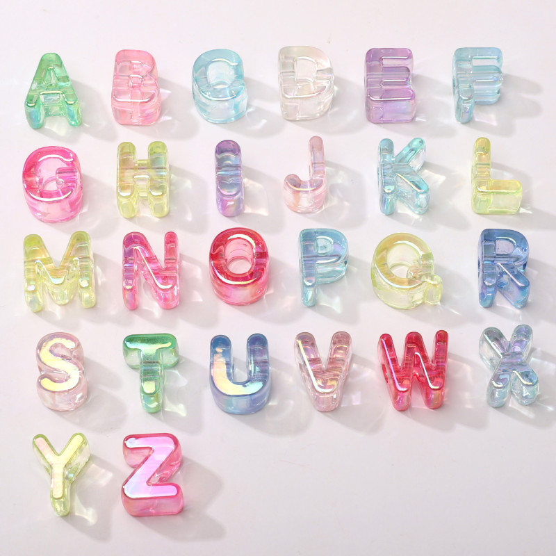 Acrylic Ice Plated Colorful Sunshine Large Hole Letter Beads Handmade Diy Mobile Phone