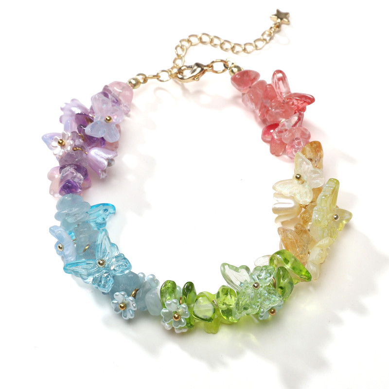 Glass Transparent Color Butterfly Handmade Ancient Style Headband Hair Accessories Diy