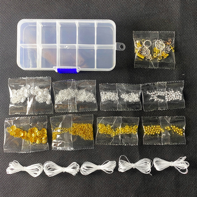10 Grid Material Package Set, Bracelet Necklace, Mobile Phone Rope, Diy Gold and Silver