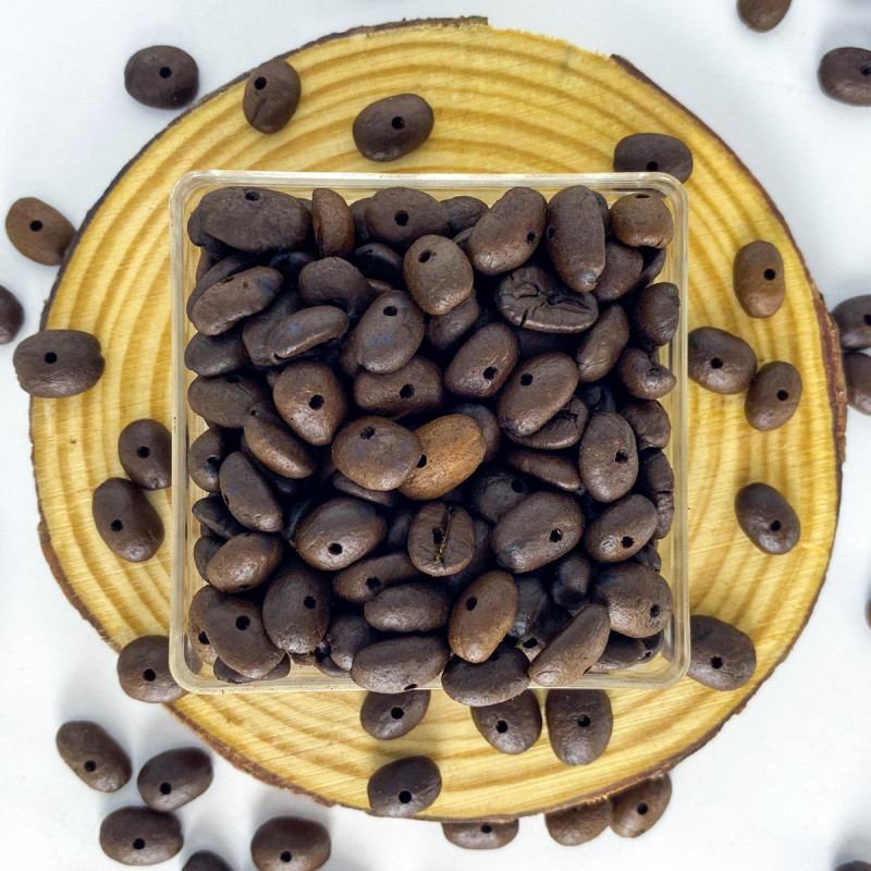 Perforated Natural Coffee Bean Loose Beads Particles Separated Hand String Diy Material