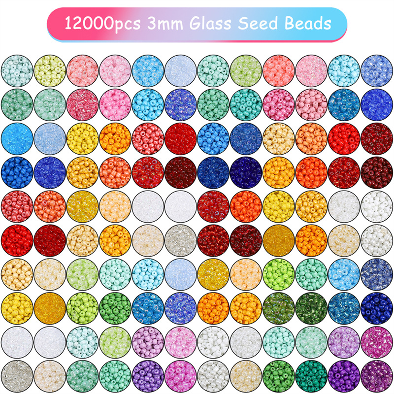 24 Grid Boxed Millet Bead Set Box 3 Colors Contrasting Glass Rice Beads Handmade Diy