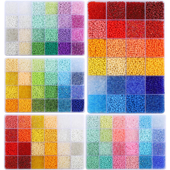 24 Grid Boxed Millet Bead Set Box 3 Colors Contrasting Glass Rice Beads Handmade Diy