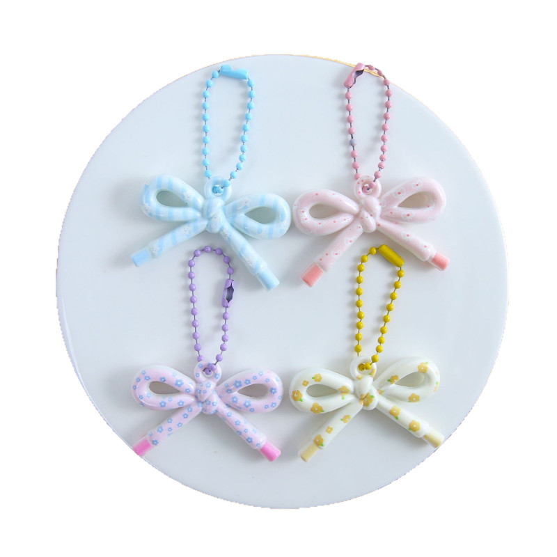 Colorful Small Fresh Pattern Bow Bead Chain Diy Decorative Bag Mobile Phone Case Keychain
