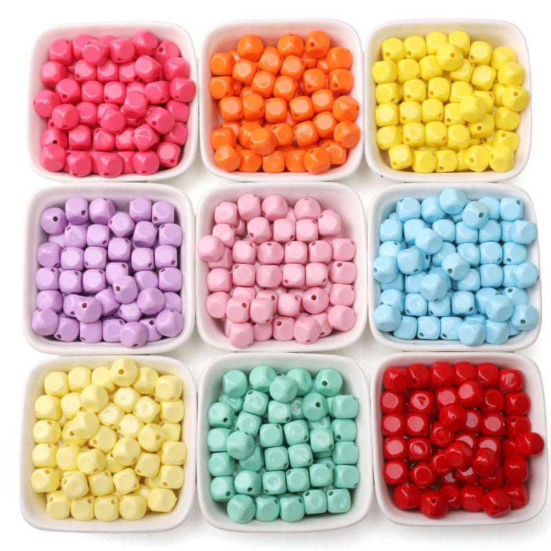 Acrylic Square Cut Loose Beads Handmade Diy Mobile Phone Chain Necklace Bracelet Jewelry
