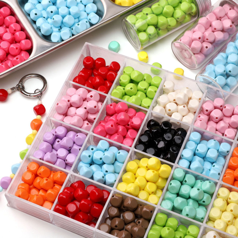 8mm Acrylic Spray Paint Oblique Section Fat Square Beads Handmade Diy Bracelet Necklace