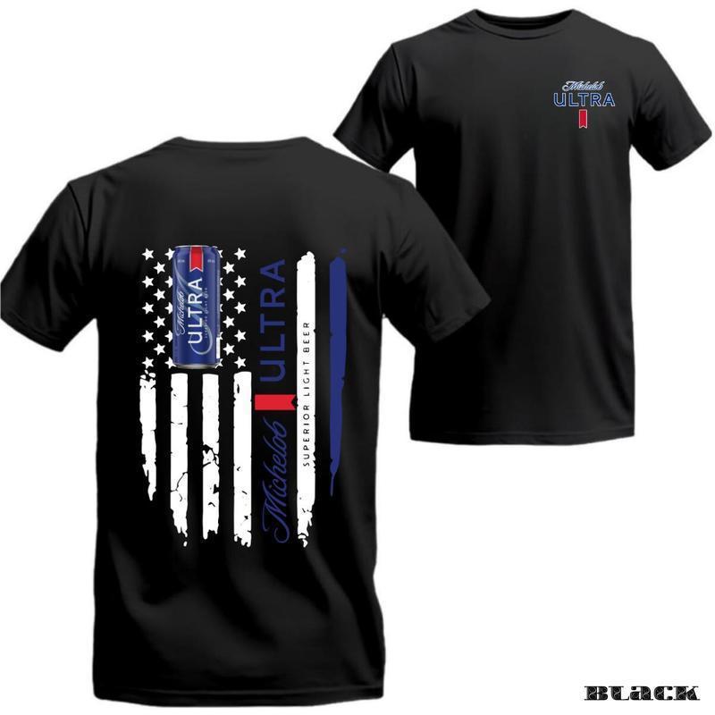Specially Designed for Cotton T-shirt – Bold American Flag Design & Beer Can Gr