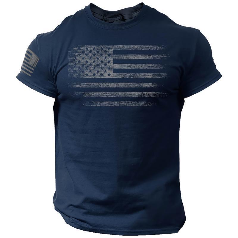 Specially Designed for Cotton Rogue Style Usa Distressed Flag Men's T-shirt, Cas