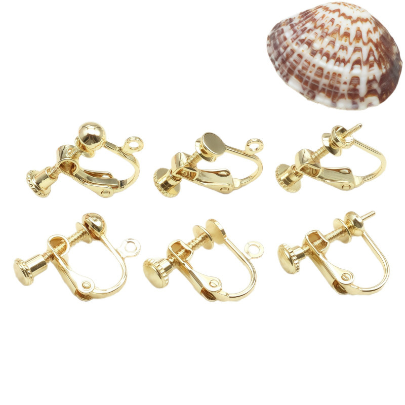 Color-preserving 14k Gold-covered Screw Ear Clips, No Pierced Ears, Adjustable Ear Clip