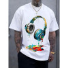 Specially Designed for Cotton Men's Navy Blue Graphic Tee with Vibrant Headphone