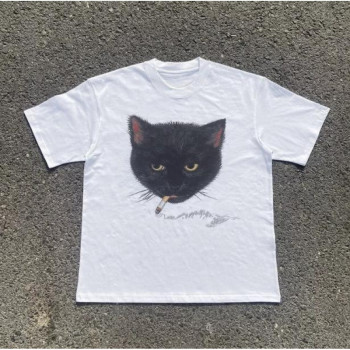 Specially Designed for Cotton Y2k Smocking Cat T-shirt, Unisex Vintage Graphic T