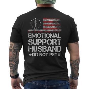 Specially Designed for Cotton T, Shirt with ‘emotional Support Husband’ Flag