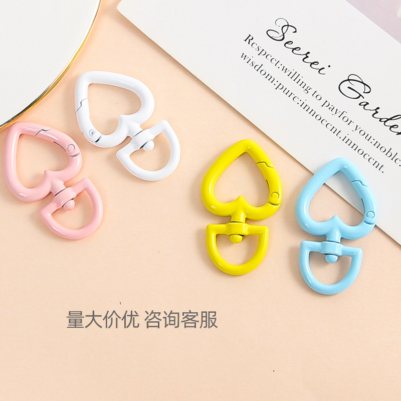 Candy Color Love Keychain Rotatable Spring Ring Luggage Mobile Phone Chain Doll Diy