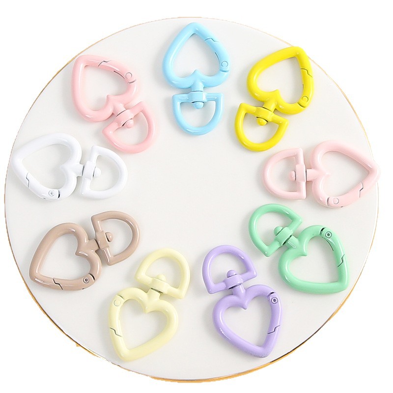 Candy Color Love Keychain Rotatable Spring Ring Luggage Mobile Phone Chain Doll Diy