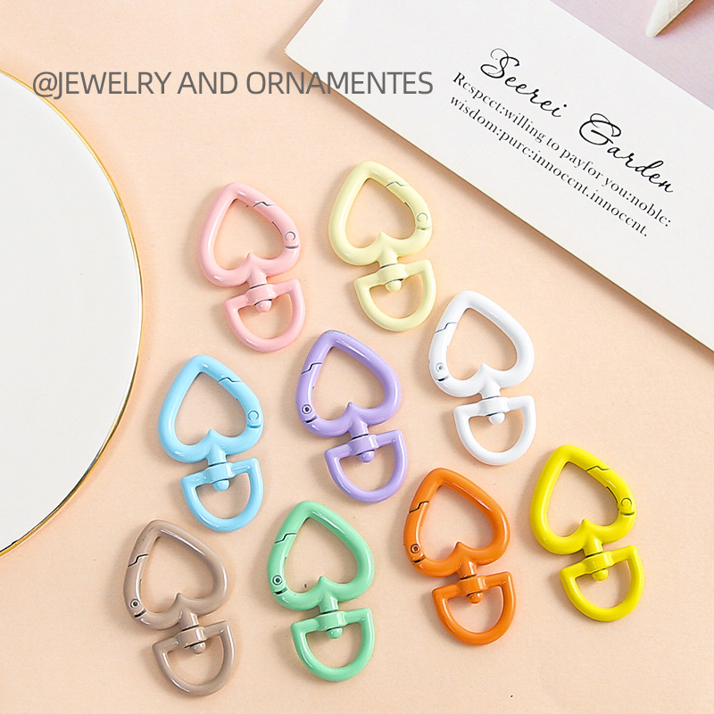 Candy Color Love Keychain Rotatable Spring Ring Luggage Mobile Phone Chain Doll Diy