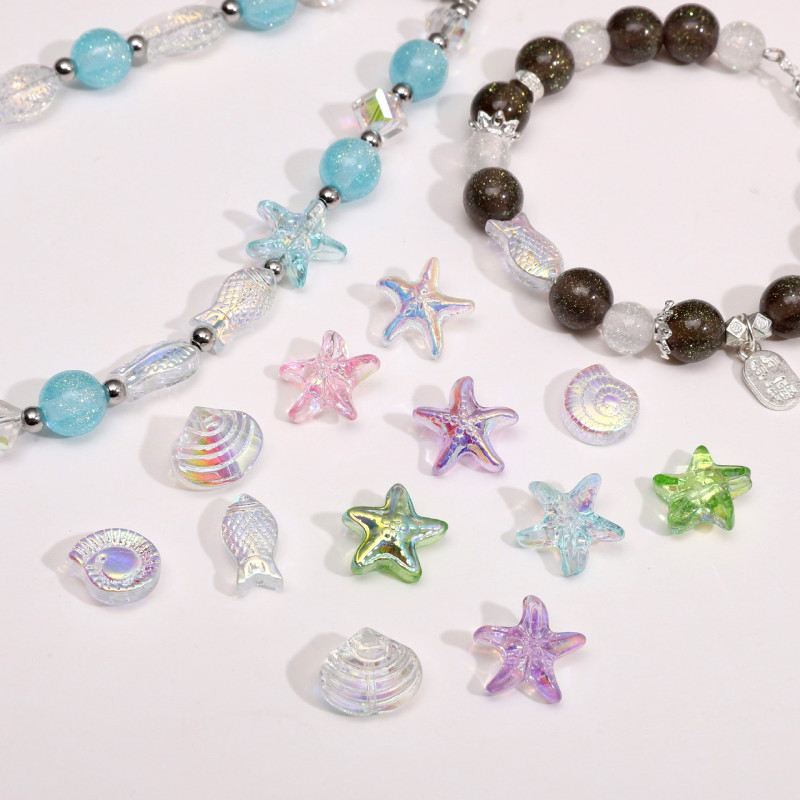 Glass Electroplated Ab Starfish Beads, Shells, Small Fish Loose Handmade Diy Bracelets