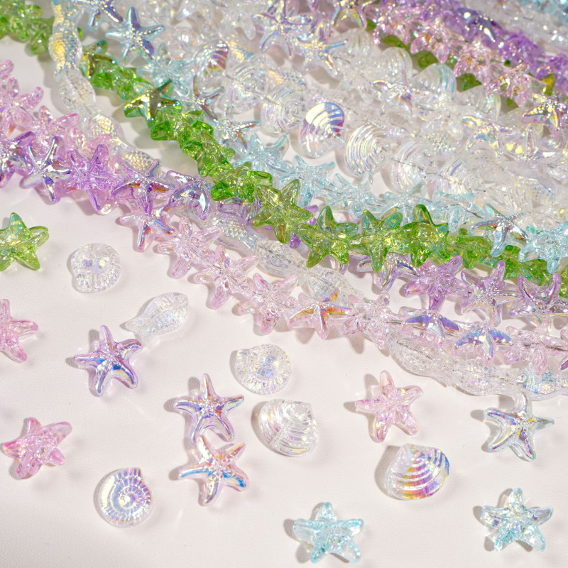 Glass Electroplated Ab Starfish Beads, Shells, Small Fish Loose Handmade Diy Bracelets