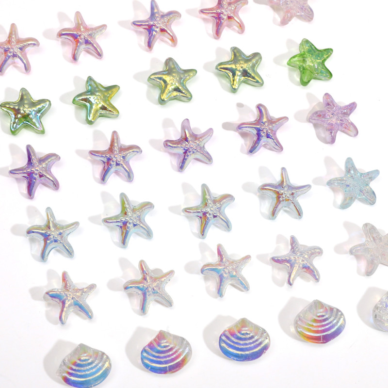 Glass Electroplated Ab Starfish Beads, Shells, Small Fish Loose Handmade Diy Bracelets