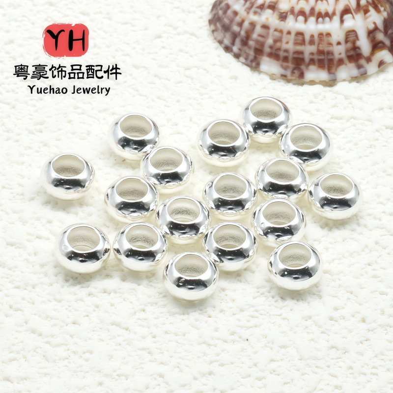 14k Gold Color-preserving Large Hole Spacer Beads Flat Copper Diy Jewelry Accessories