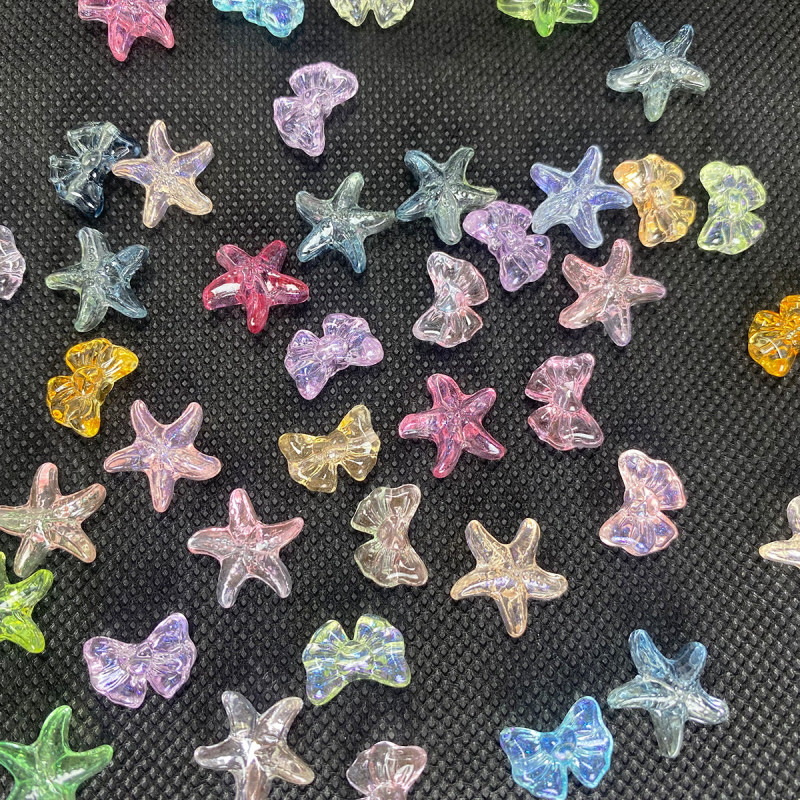 Bow Glazed Starfish Handmade Diy Glass Material Jewelry Accessories Bracelet Hanging