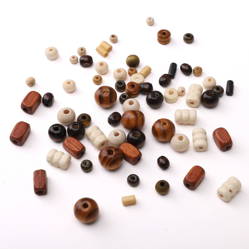 Retro New Style Wooden Beads Loose Round Separated Handmade Diy Jewelry Antique Bracelet