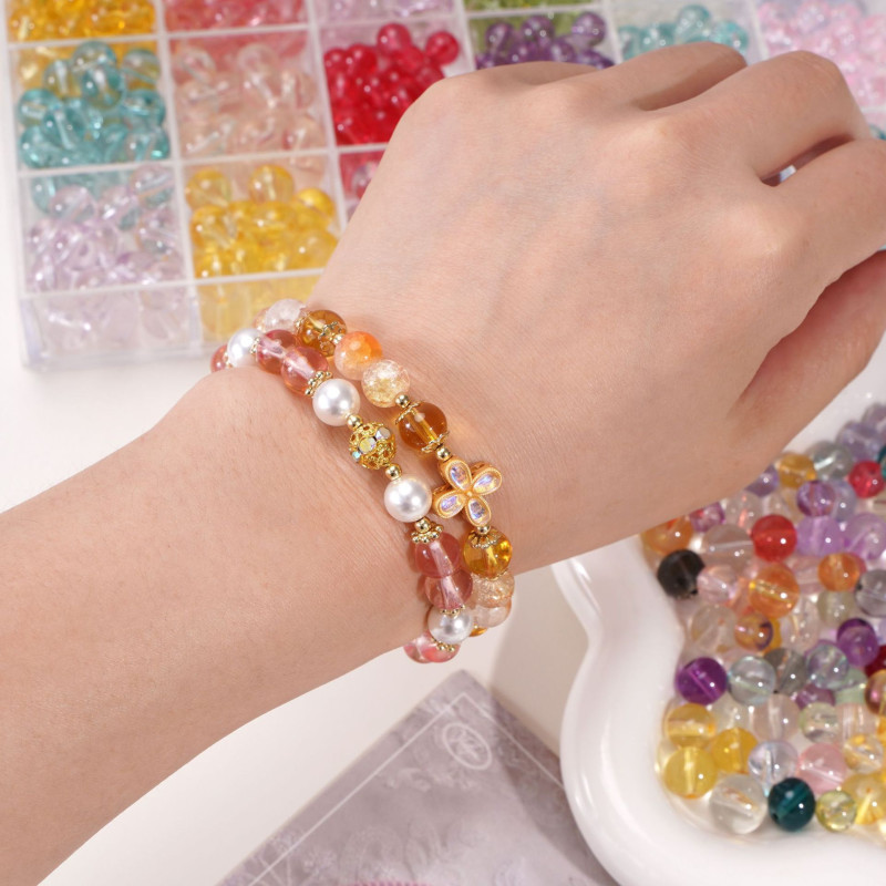8/10mm High Transparent Glass Beads Round Loose Handmade Diy Bracelets Mobile Phone
