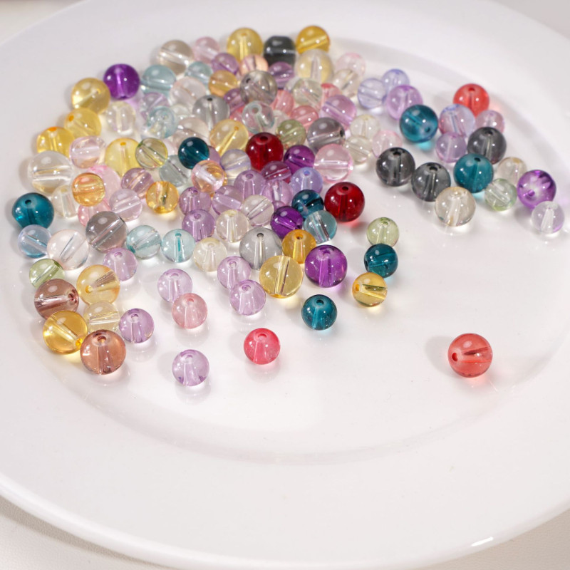 8/10mm High Transparent Glass Beads Round Loose Handmade Diy Bracelets Mobile Phone
