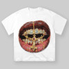 Cotton Men's Lips Print Graphic Tees Y2k T Shirts Summer