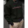 Cotton Men's Solid Color & Letter Print Drop Shoulder Sw