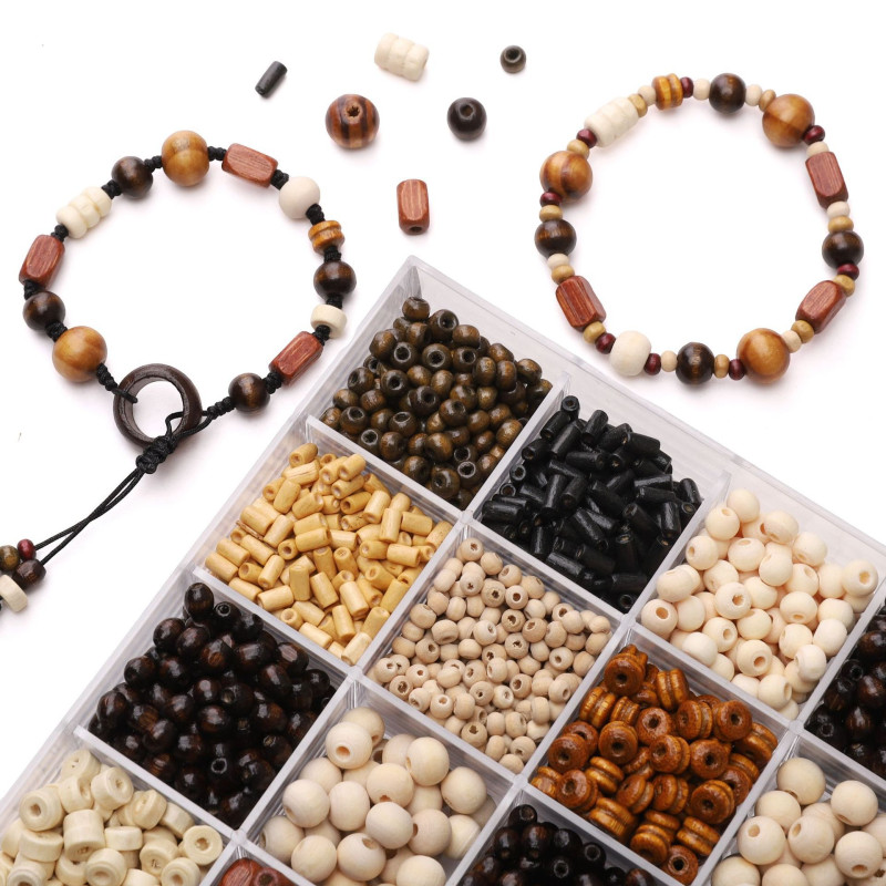 Simple Dark Wood Beads Loose Handmade Diy Bracelet Necklace Jewelry Accessories Material
