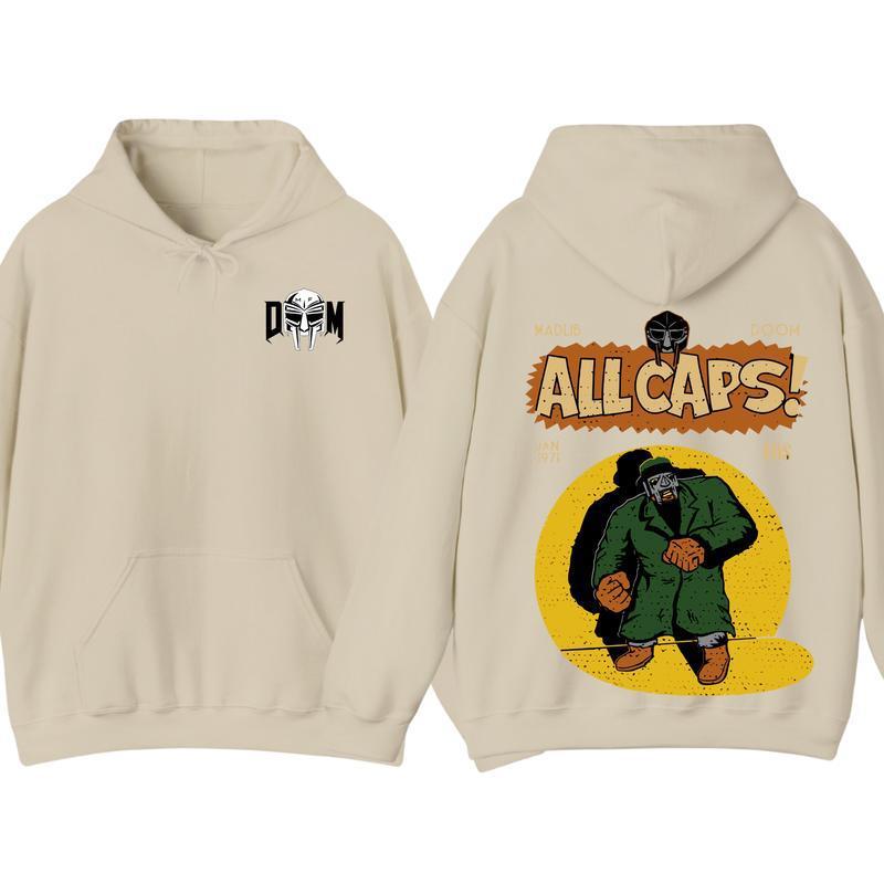 Cotton Mf Doom Madlib All Caps 2-sided Hoodie T-shirt, Vi
