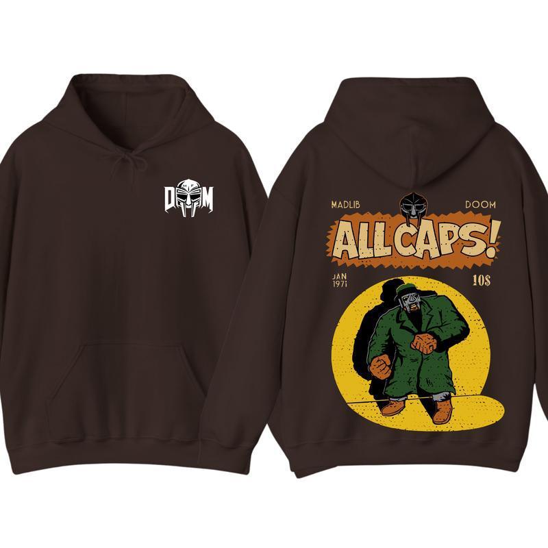 Cotton Mf Doom Madlib All Caps 2-sided Hoodie T-shirt, Vi