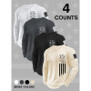 Cotton Men's Letter & Flag Print Round Neck Long Sleeve T
